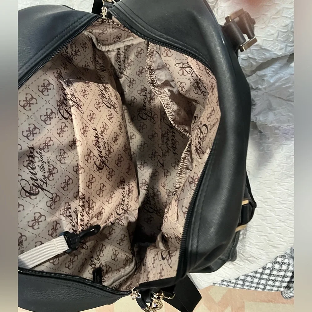 Guess duffle bag leather travel suitcase black logo versatile dome KORRY epi - Picture 5 of 14